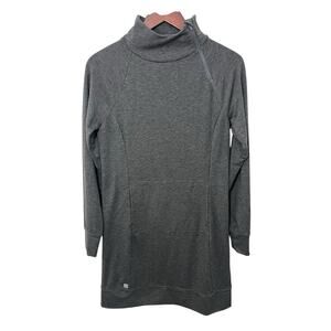 Title Nine Gray French Terry Guthrie Dress Small Mock Neck Kangaroo Pocket Midi